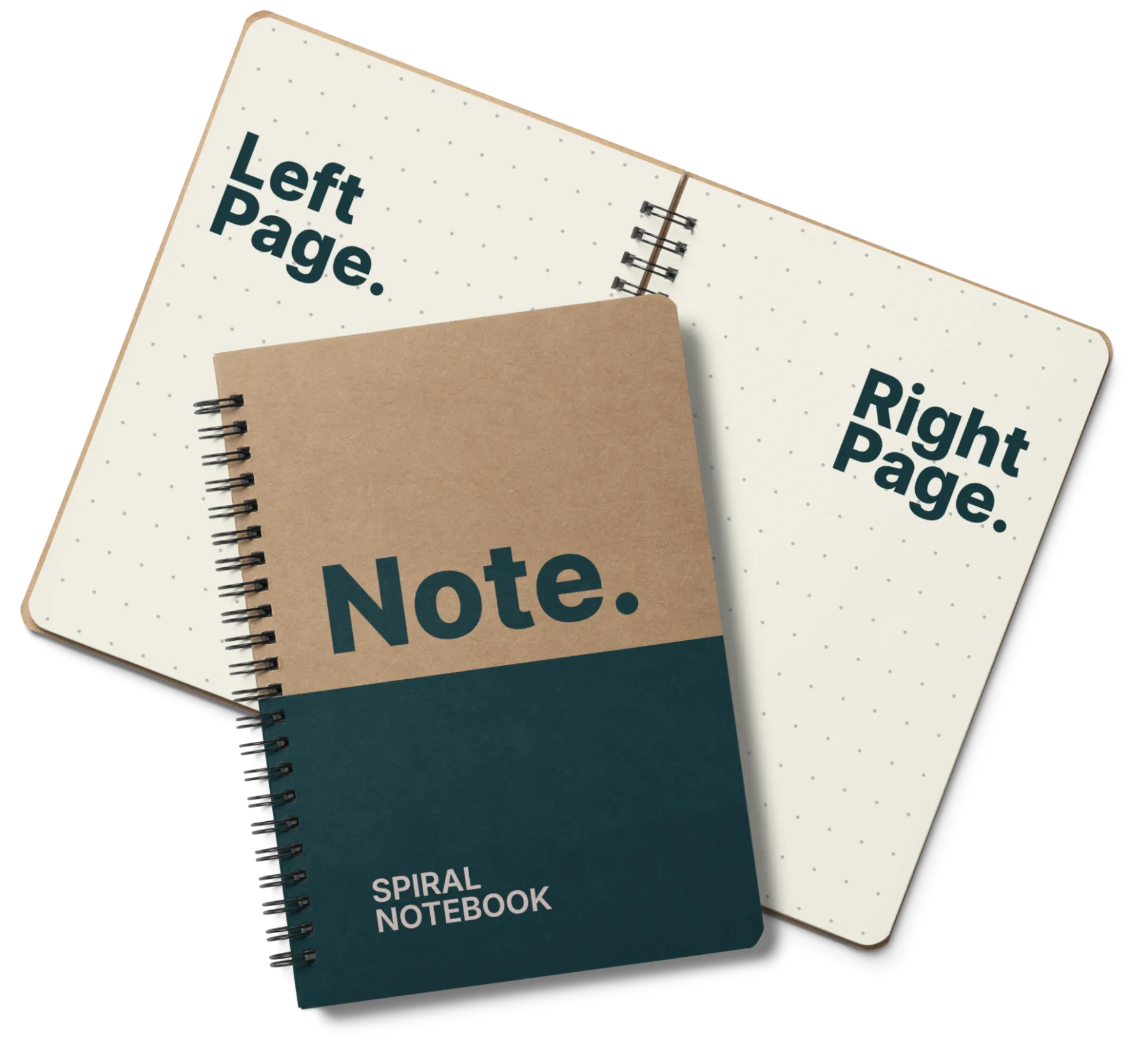 Notepage book with recycled paper, ontop an open notepad.